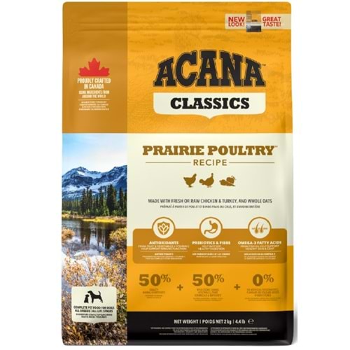 Acana Classics Prairie Poultry Tavuklu ve Hindili Düşük Tahıllı Köpek Maması 2kg