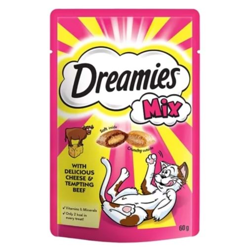 Dreamies Mix İç Dolgulu Sığır Etli ve Peynirli Kedi Ödül Bisküvisi 60gr
