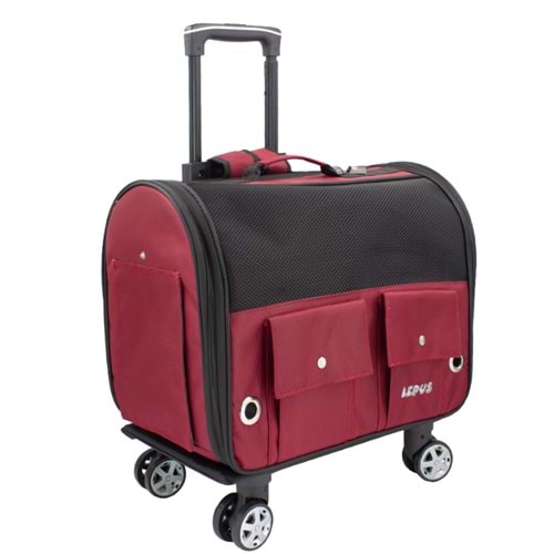 Lepus Travel Bag Kedi ve Köpek Tekerlekli Taşıma Çantası Bordo 34x46x29 Cm