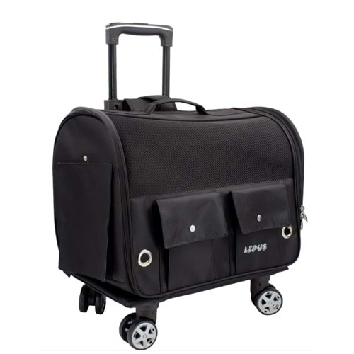 Lepus Travel Bag Kedi ve Köpek Tekerlekli Taşıma Çantası Siyah 34x46x29 Cm