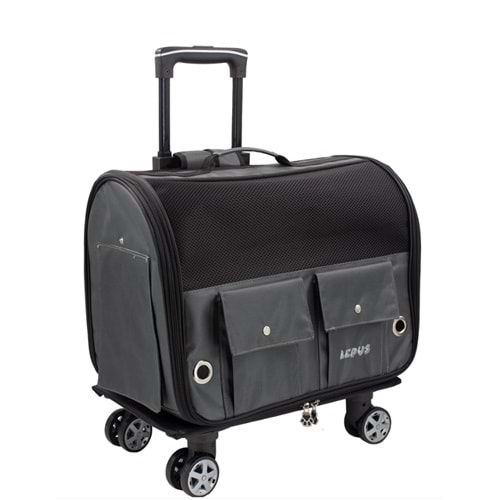 Lepus Travel Bag Kedi ve Köpek Tekerlekli Taşıma Çantası Gri 34x46x29 Cm