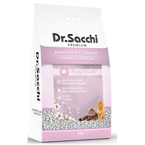 Dr.Sacchi Bebek Pudrası Kokulu Bentonit Kedi Kumu 10 Lt