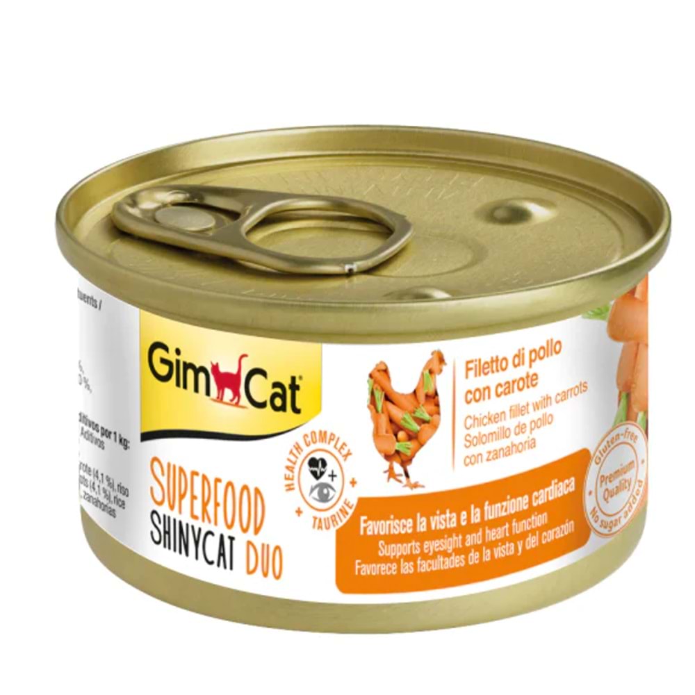 Gimcat Superfood Tavuklu ve Havuçlu Yetişkin Kedi Konservesi 70gr