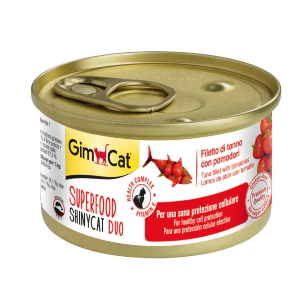 Gimcat Superfood Ton Balıklı ve Domatesli Yetişkin Kedi Konservesi 70gr