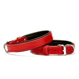 Doggie Konforlu Gerçek Deriden El Yapımı Köpek Boyun Tasması 2x35-40cm - Red